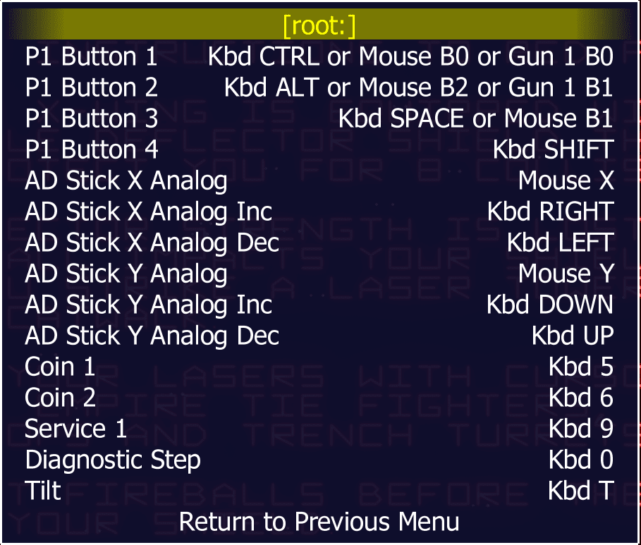 Star Wars Default Keys