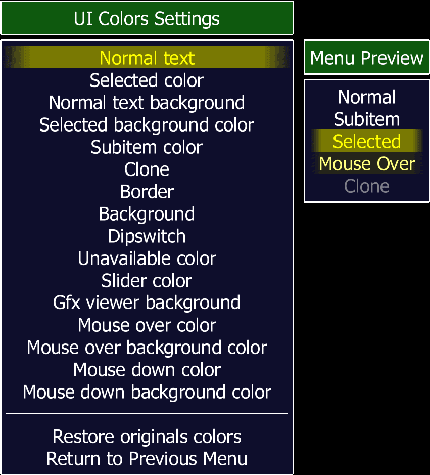 UI Colour Settings