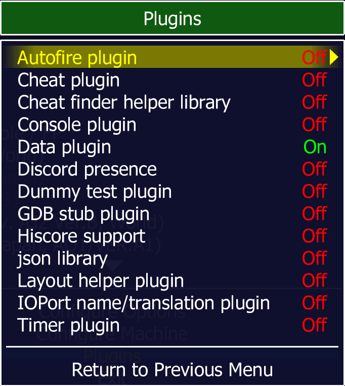 Plugins Menu